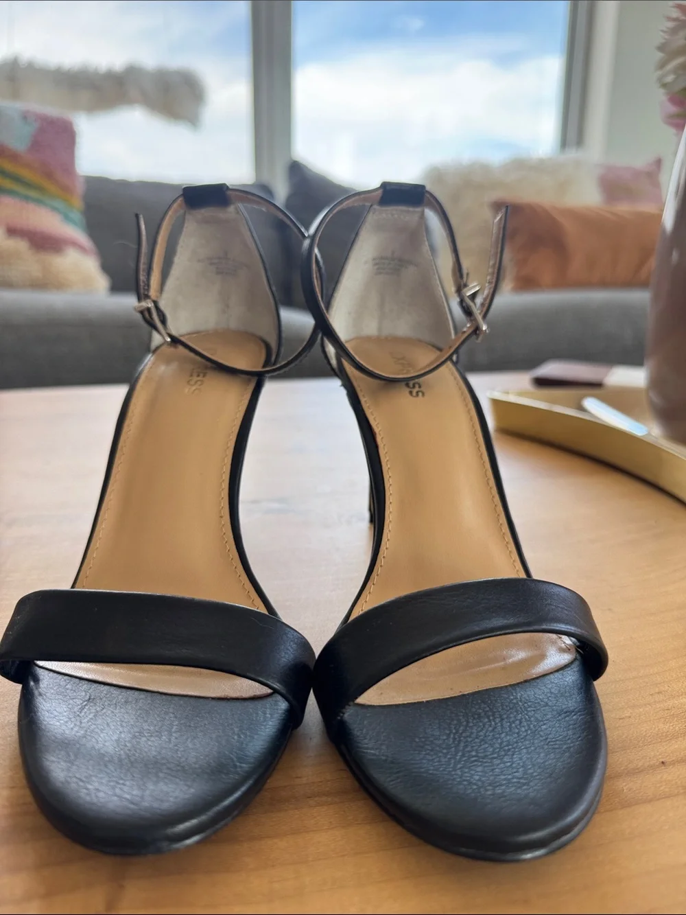 Express Black Open-Toe Ankle-Strap Heels Size 7 Dressy Strappy Sandal Heels